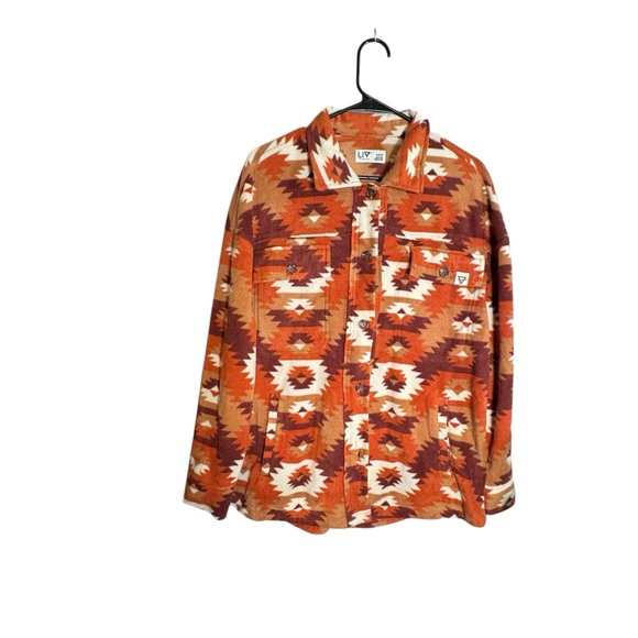 LIV Outdoor Aztec Fleece Shacket Women's M Southwest Print Button Jacket - Picture 1 of 13